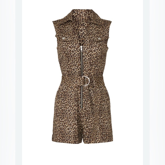 Marissa Webb Leopard Print Sleeveless Romper Utility size 10 - Picture 1 of 8